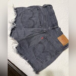 Levi’s Premium Black Distressed Denim Shorts W27